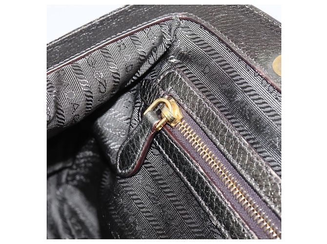 Borsa a mano PRADA in pelle Khaki Gold Auth ep15951 D'oro Cachi - vista 25