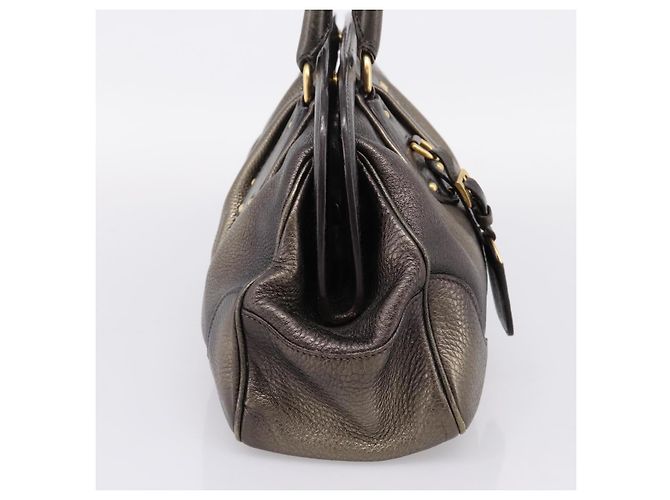Borsa a mano PRADA in pelle Khaki Gold Auth ep15951 D'oro Cachi - vista 3