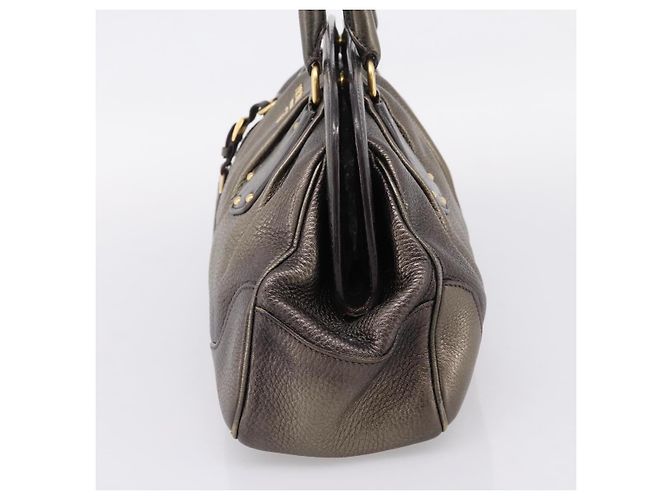 Borsa a mano PRADA in pelle Khaki Gold Auth ep15951 D'oro Cachi - vista 4