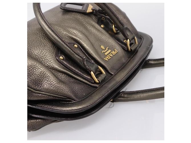 Borsa a mano PRADA in pelle Khaki Gold Auth ep15951 D'oro Cachi - vista 6