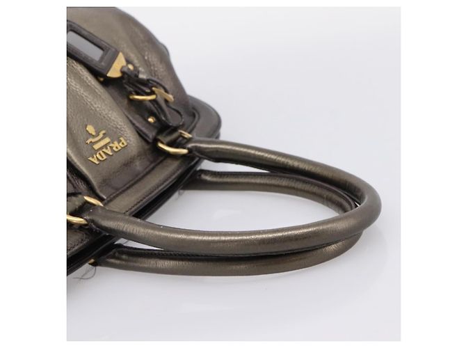 Borsa a mano PRADA in pelle Khaki Gold Auth ep15951 D'oro Cachi - vista 7