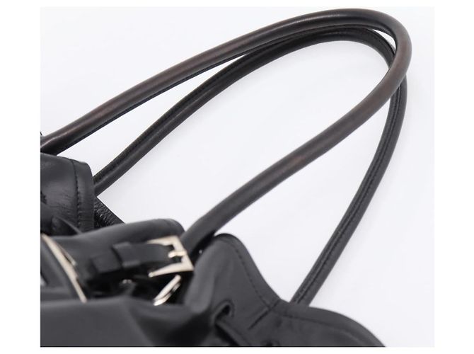 Bolso Tote PRADA de cuero negro plata Auth 205973M - vista 14