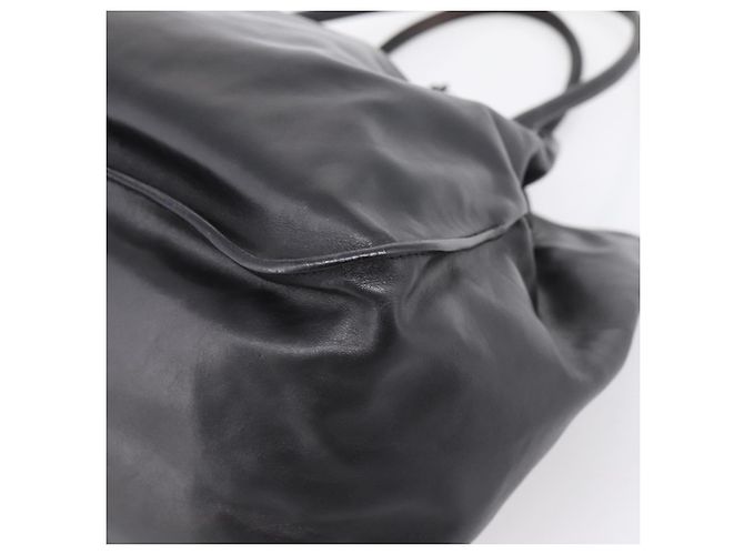 Bolso Tote PRADA de cuero negro plata Auth 205973M - vista 16