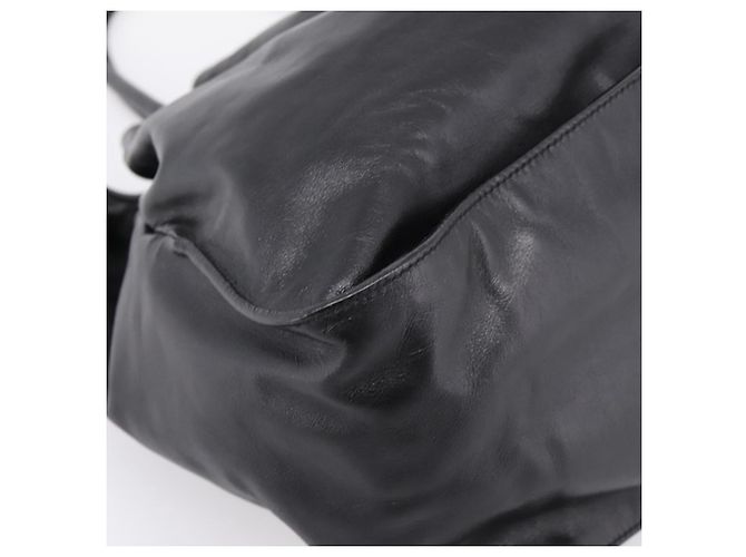 Bolso Tote PRADA de cuero negro plata Auth 205973M - vista 17