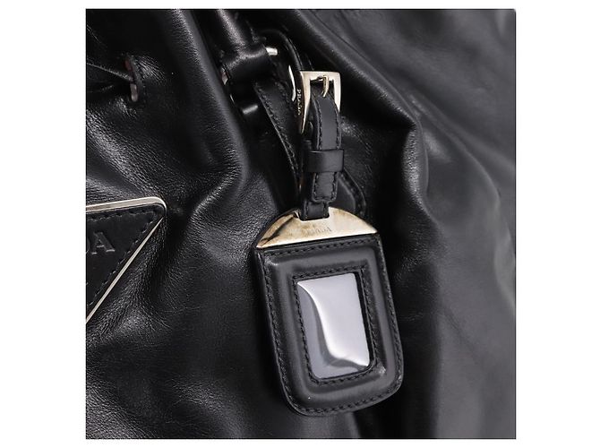 Bolso Tote PRADA de cuero negro plata Auth 205973M - vista 19