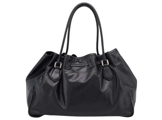 Bolso Tote PRADA de cuero negro plata Auth 205973M - vista 2