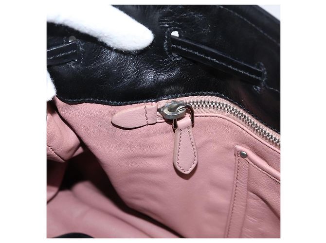Bolso Tote PRADA de cuero negro plata Auth 205973M - vista 23
