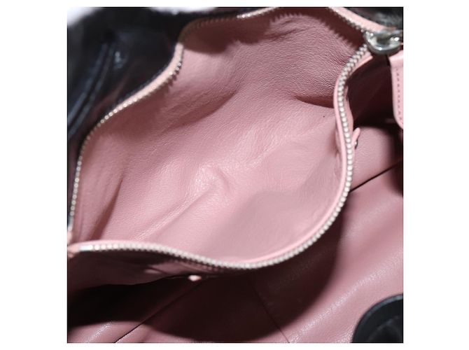 Bolso Tote PRADA de cuero negro plata Auth 205973M - vista 24