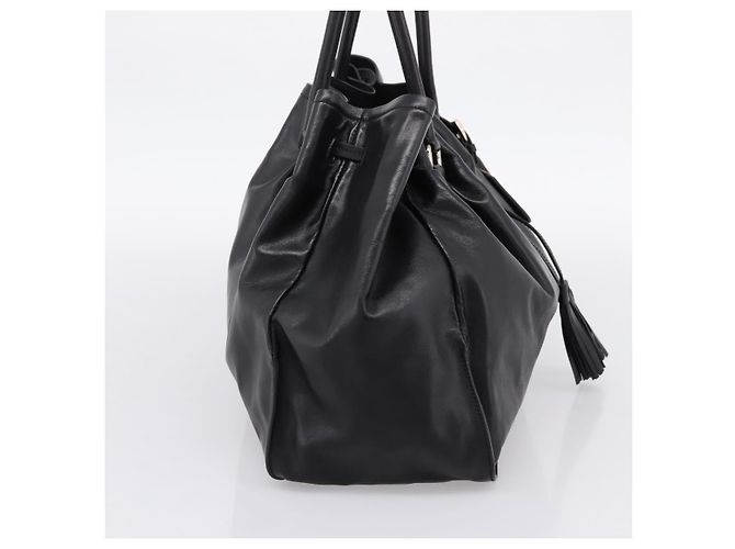 Bolso Tote PRADA de cuero negro plata Auth 205973M - vista 3
