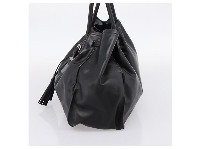 Bolso Tote PRADA de cuero negro plata Auth 205973M - vista 4