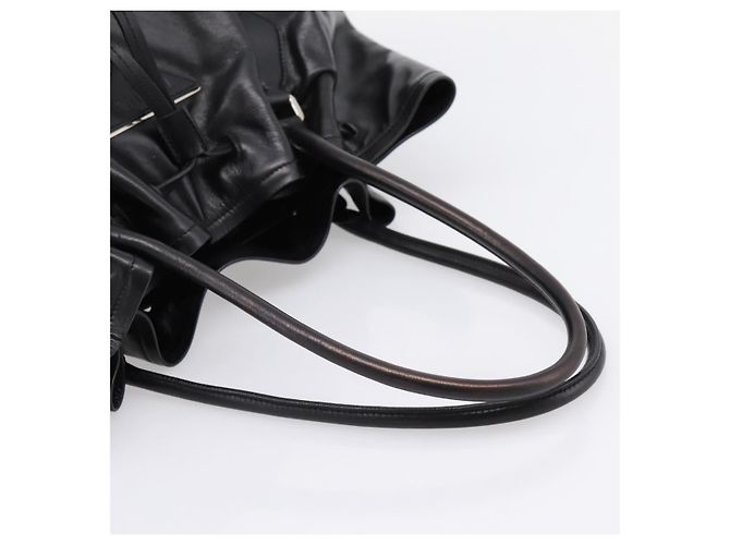 Bolso Tote PRADA de cuero negro plata Auth 205973M - vista 7