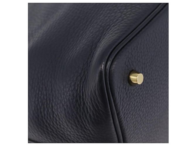 Hermès Borsa a mano HERMES Picotan Lock MM Pelle Taurillon Navy Gold Auth 204768SM D'oro Blu navy - vista 12