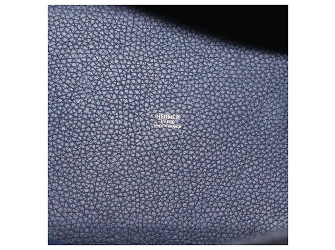 Hermès Borsa a mano HERMES Picotan Lock MM Pelle Taurillon Navy Gold Auth 204768SM D'oro Blu navy - vista 17