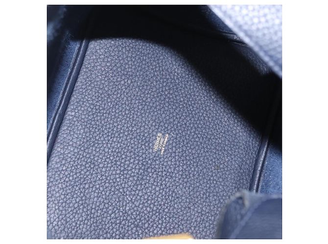 Hermès Borsa a mano HERMES Picotan Lock MM Pelle Taurillon Navy Gold Auth 204768SM D'oro Blu navy - vista 18