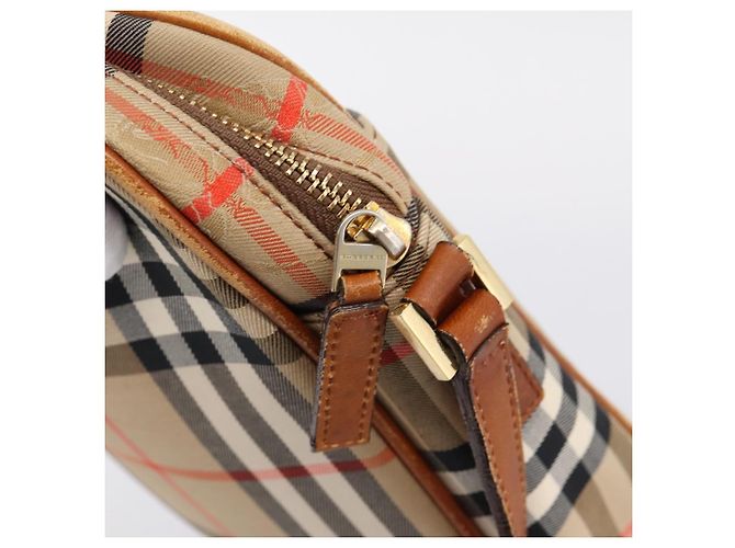 Borsa a tracolla BURBERRY Nova Check Canvas Beige Gold Tone Auth gh2353 - vista 10