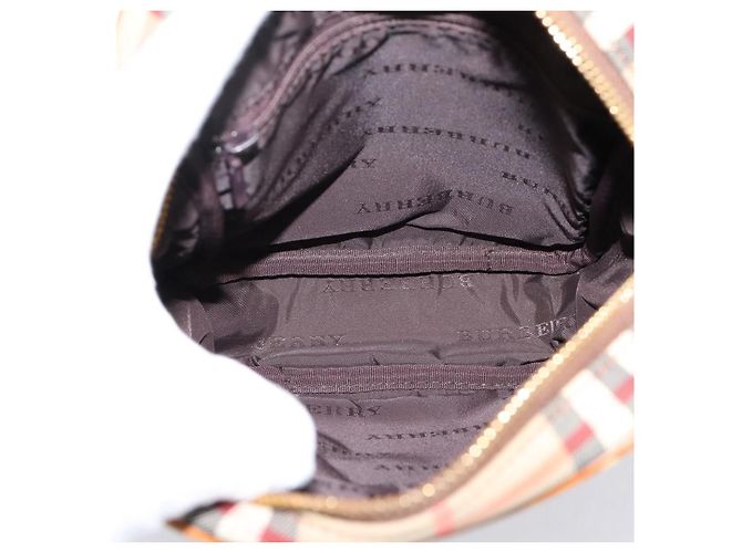 Borsa a tracolla BURBERRY Nova Check Canvas Beige Gold Tone Auth gh2353 - vista 12