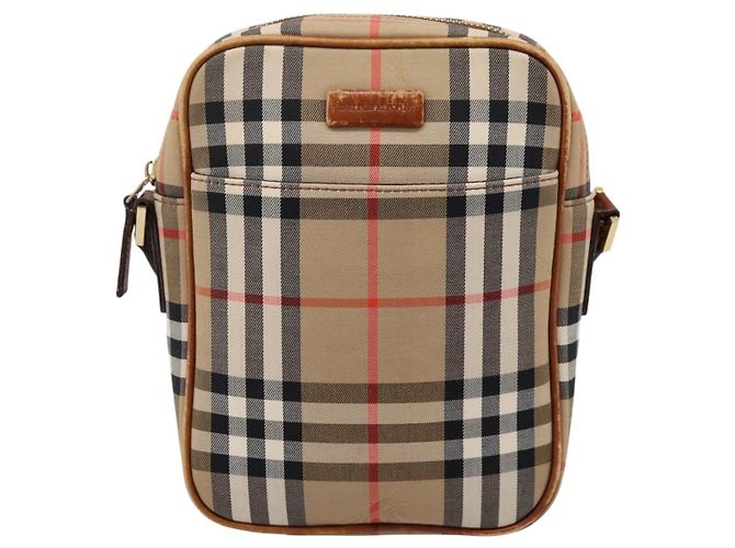 Borsa a tracolla BURBERRY Nova Check Canvas Beige Gold Tone Auth gh2353 - vista 13