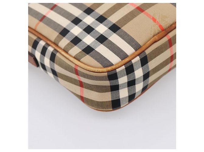 Borsa a tracolla BURBERRY Nova Check Canvas Beige Gold Tone Auth gh2353 - vista 14