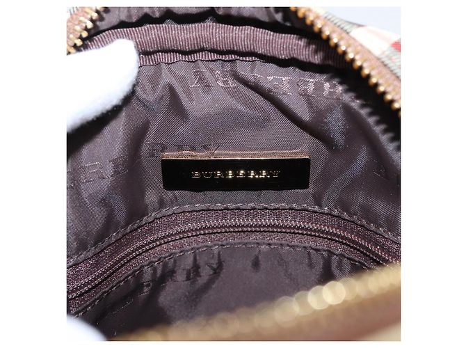 Borsa a tracolla BURBERRY Nova Check Canvas Beige Gold Tone Auth gh2353 - vista 18