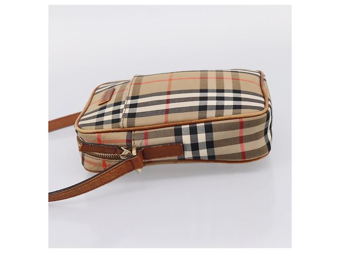 Borsa a tracolla BURBERRY Nova Check Canvas Beige Gold Tone Auth gh2353 - vista 3