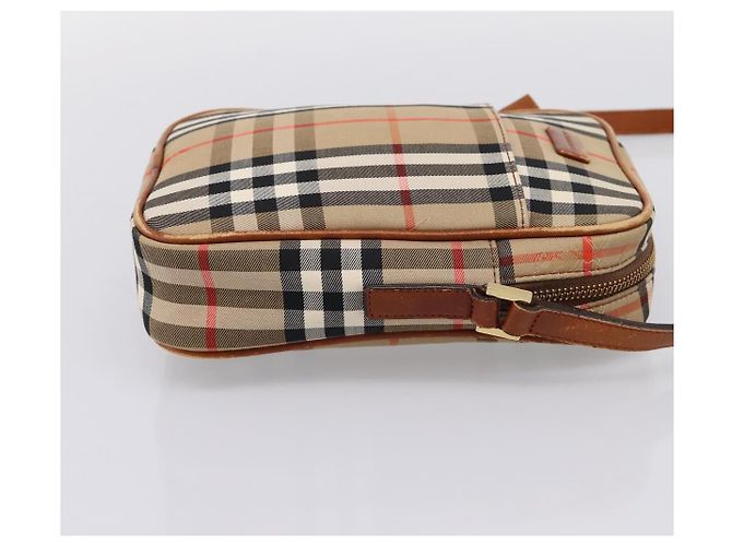 Borsa a tracolla BURBERRY Nova Check Canvas Beige Gold Tone Auth gh2353 - vista 4