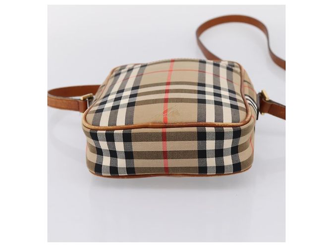 Borsa a tracolla BURBERRY Nova Check Canvas Beige Gold Tone Auth gh2353 - vista 5