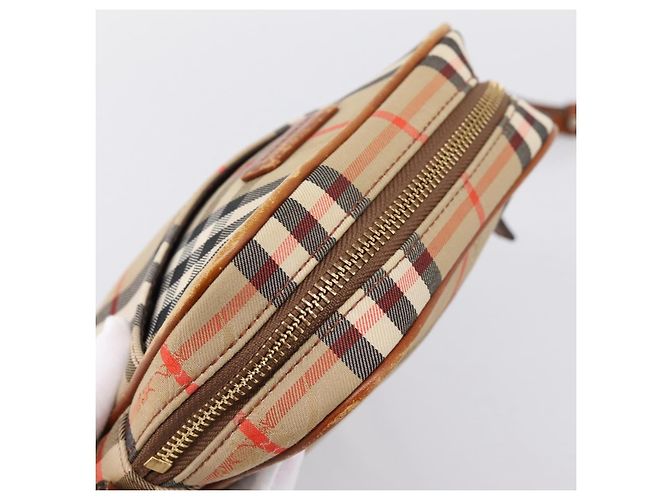 Borsa a tracolla BURBERRY Nova Check Canvas Beige Gold Tone Auth gh2353 - vista 6