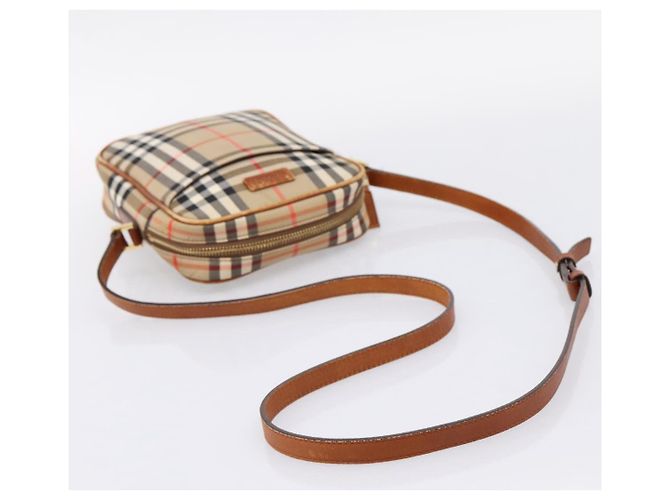 Borsa a tracolla BURBERRY Nova Check Canvas Beige Gold Tone Auth gh2353 - vista 7