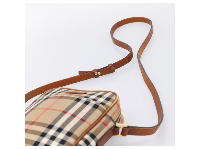 Borsa a tracolla BURBERRY Nova Check Canvas Beige Gold Tone Auth gh2353 - vista 8