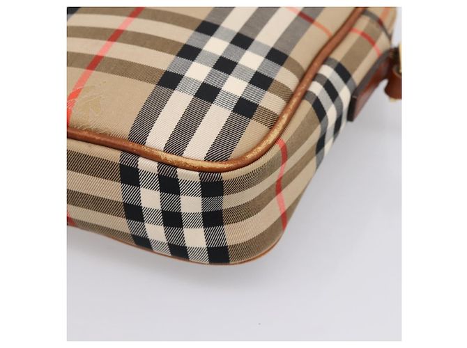 Borsa a tracolla BURBERRY Nova Check Canvas Beige Gold Tone Auth gh2353 - vista 9