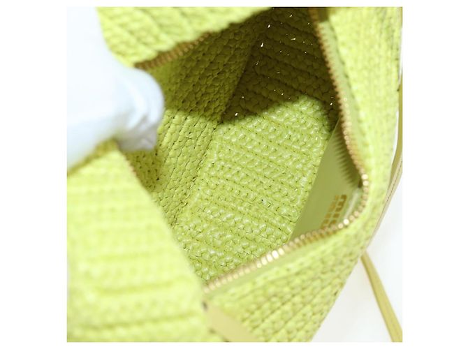 Borsa Miu Miu Wonder in paglia 2way Yellow Gold Auth 206257SAM D'oro Giallo - vista 10