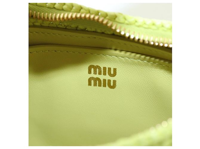 Borsa Miu Miu Wonder in paglia 2way Yellow Gold Auth 206257SAM D'oro Giallo - vista 11