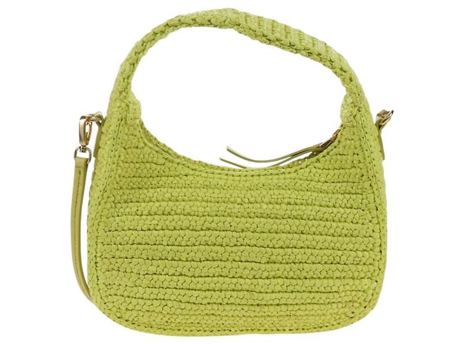 Borsa Miu Miu Wonder in paglia 2way Yellow Gold Auth 206257SAM D'oro Giallo - vista 2