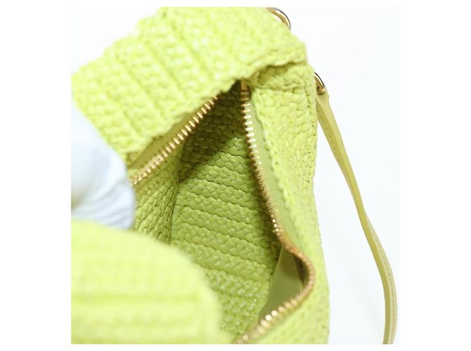 Borsa Miu Miu Wonder in paglia 2way Yellow Gold Auth 206257SAM D'oro Giallo - vista 23