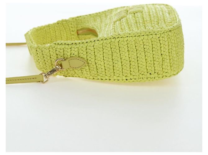 Borsa Miu Miu Wonder in paglia 2way Yellow Gold Auth 206257SAM D'oro Giallo - vista 3
