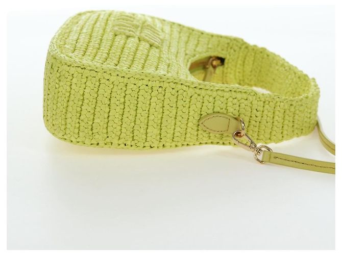 Borsa Miu Miu Wonder in paglia 2way Yellow Gold Auth 206257SAM D'oro Giallo - vista 4