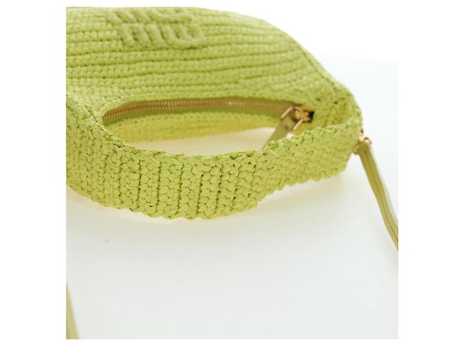 Borsa Miu Miu Wonder in paglia 2way Yellow Gold Auth 206257SAM D'oro Giallo - vista 7