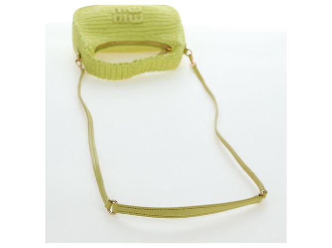 Borsa Miu Miu Wonder in paglia 2way Yellow Gold Auth 206257SAM D'oro Giallo - vista 8