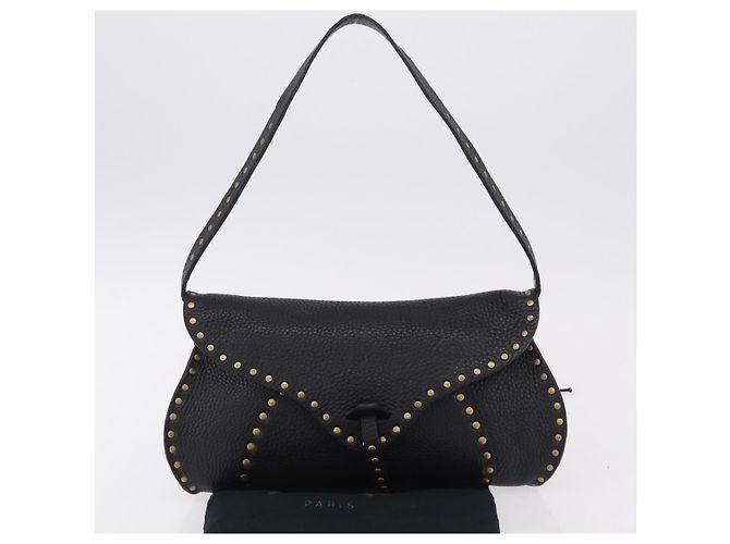 Céline CELINE Schultertasche aus Leder Schwarz Gold Auth 199408V Golden - Ansicht 12
