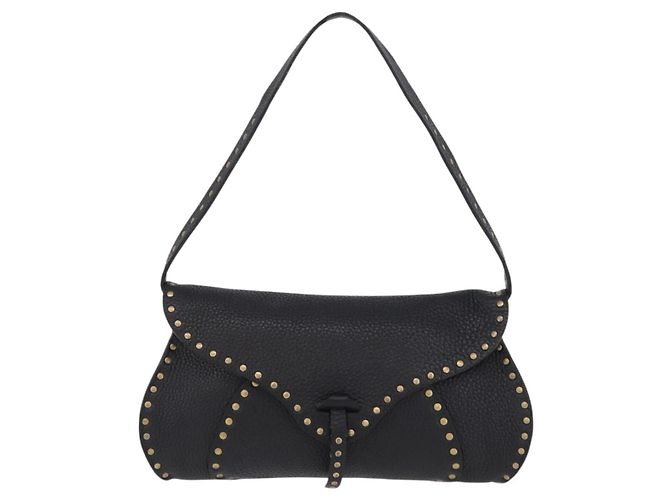 Céline CELINE Schultertasche aus Leder Schwarz Gold Auth 199408V Golden - Ansicht 13
