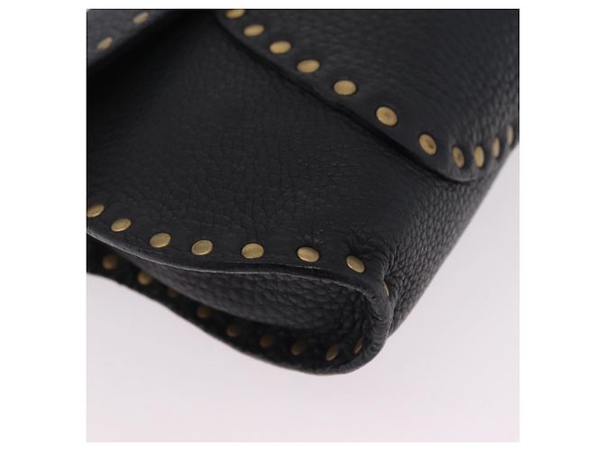 Céline CELINE Schultertasche aus Leder Schwarz Gold Auth 199408V Golden - Ansicht 15