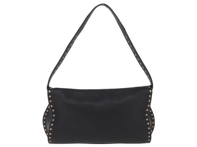 Céline CELINE Schultertasche aus Leder Schwarz Gold Auth 199408V Golden - Ansicht 2