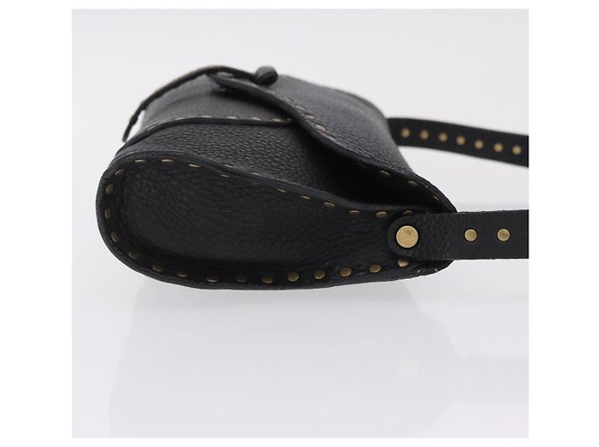 Céline CELINE Schultertasche aus Leder Schwarz Gold Auth 199408V Golden - Ansicht 3