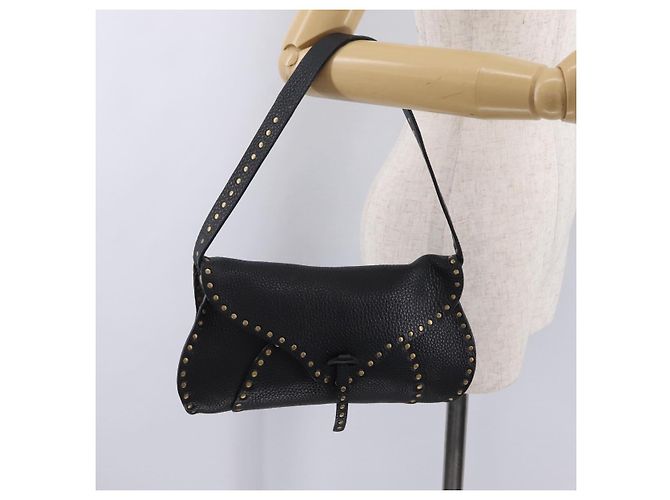 Céline CELINE Schultertasche aus Leder Schwarz Gold Auth 199408V Golden - Ansicht 31