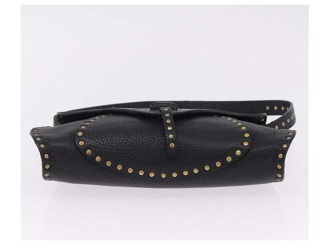 Céline CELINE Schultertasche aus Leder Schwarz Gold Auth 199408V Golden - Ansicht 5