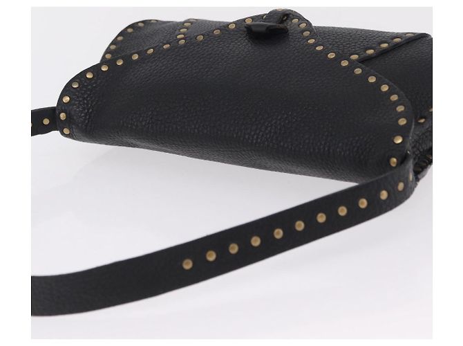 Céline CELINE Schultertasche aus Leder Schwarz Gold Auth 199408V Golden - Ansicht 6
