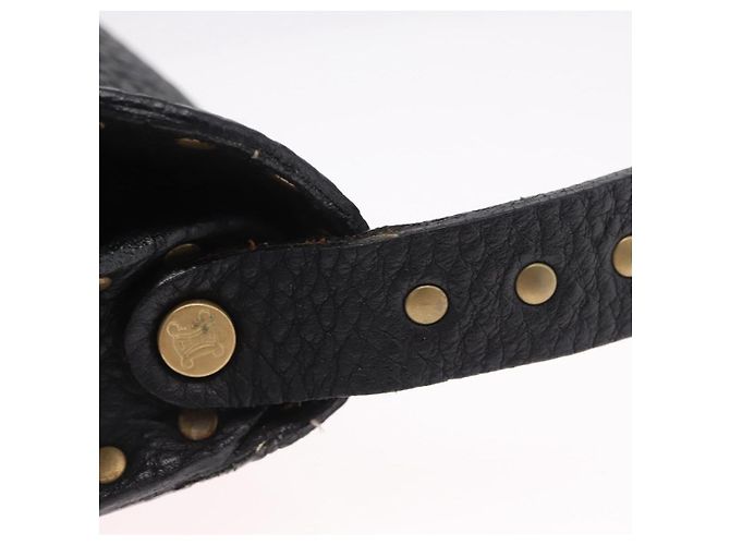 Céline CELINE Schultertasche aus Leder Schwarz Gold Auth 199408V Golden - Ansicht 8