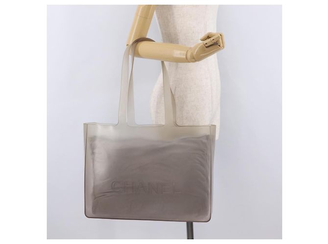 Bolso Tote CHANEL Rubber Gray CC Auth 206363 Castaño - vista 24