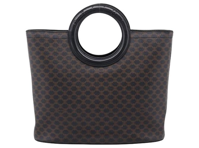 Céline Bolso de mano CELINE Macadam Canvas PVC Negro Tono Dorado Auth mr2944 - vista 2