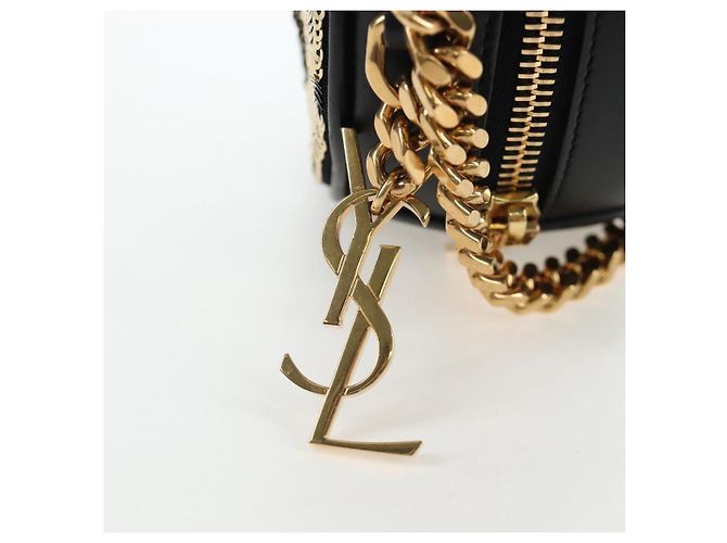 Autre Marque Borsa a tracolla con catena SAINT LAURENT di paillettes Nero Tono Oro Auth 204808SAM - vista 17